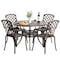 Gardenised Outdoor and Indoor Bronze Dining Set 4 Chairs with 1 Table Bistro Patio Cast Aluminum. QI003960.BZ - alternate 1